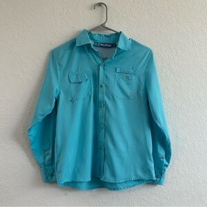 REEL LEGENDS Performance Clothing Boys Blue Fishing Shirt Button Down Medium